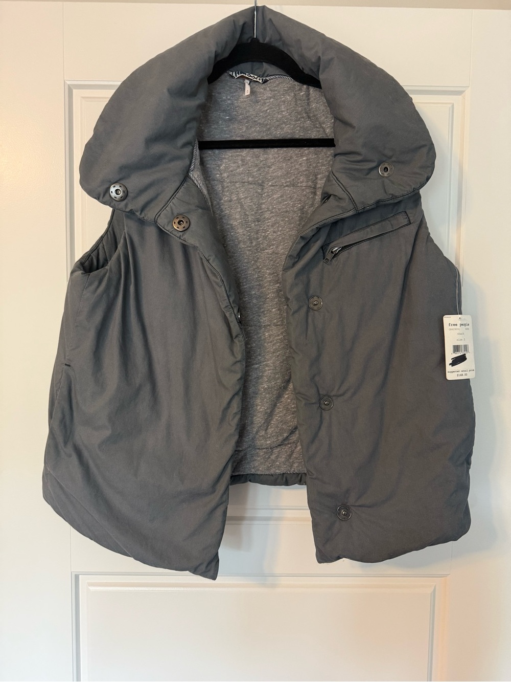 Free People Puffer Vest – Shark Gray | Size S | NWT 🩶